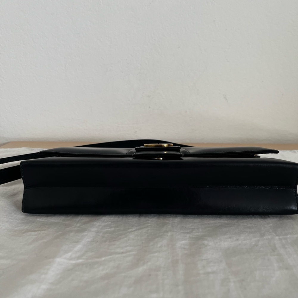 Rare Vintage Gucci Shoulder Clutch Bag Black Leather 1970s - Picture 7 of 17